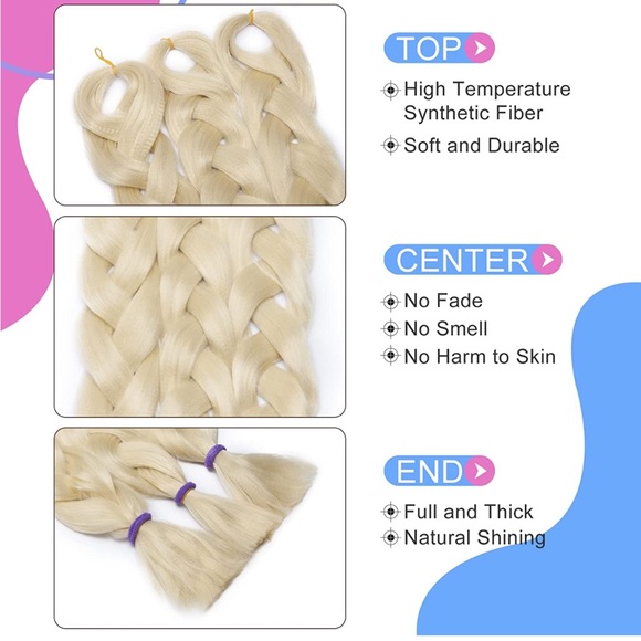 3 Packs 41 Inch Jumbo Braiding Hair Extensions Synthetic (Light Gold) 165g pack - Picture 5 of 6